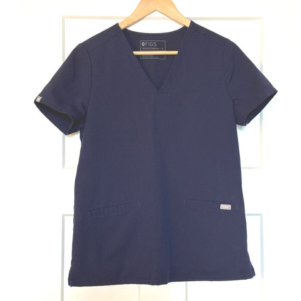 Figs Scrub Top Casma 3 Picket Navy Blue Women’s S Style # FW1100 - Picture 2 of 7